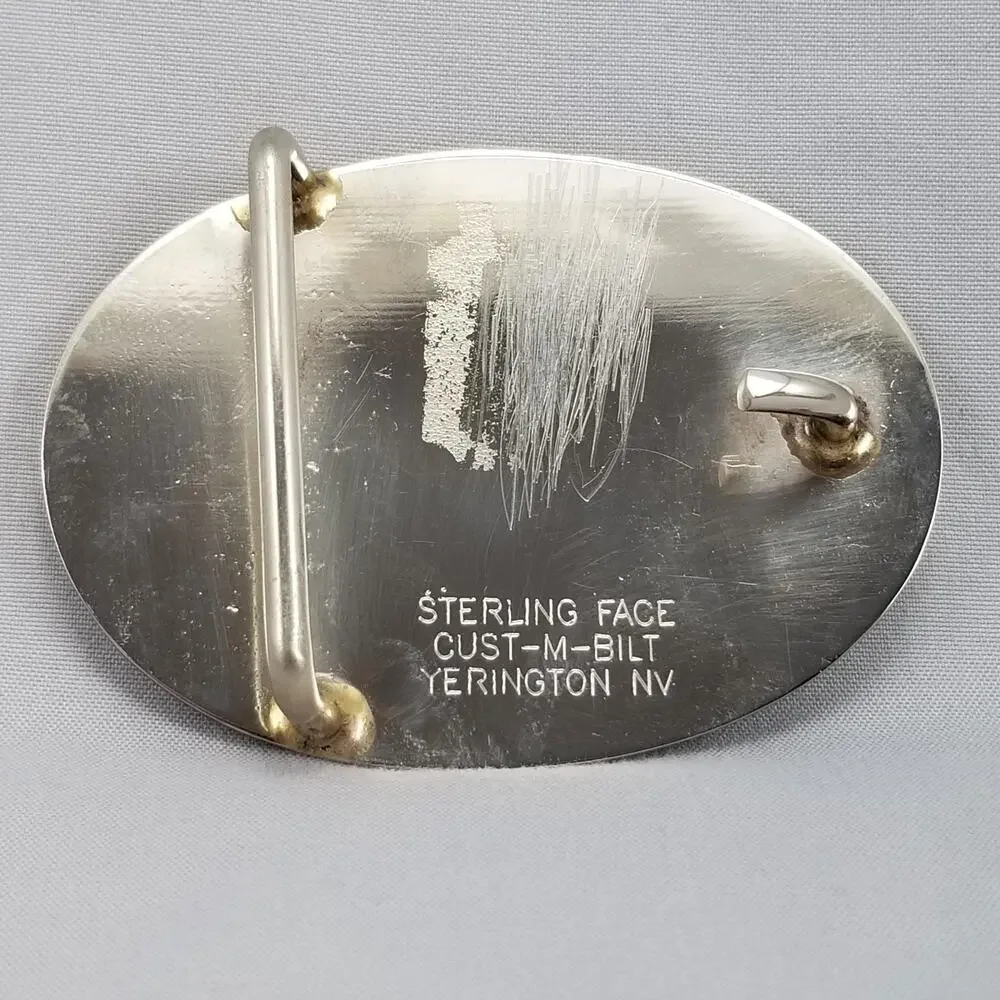 Vintage Belt Buckle Sterling Face‎ Tulare County CA Trap Club High Veteran